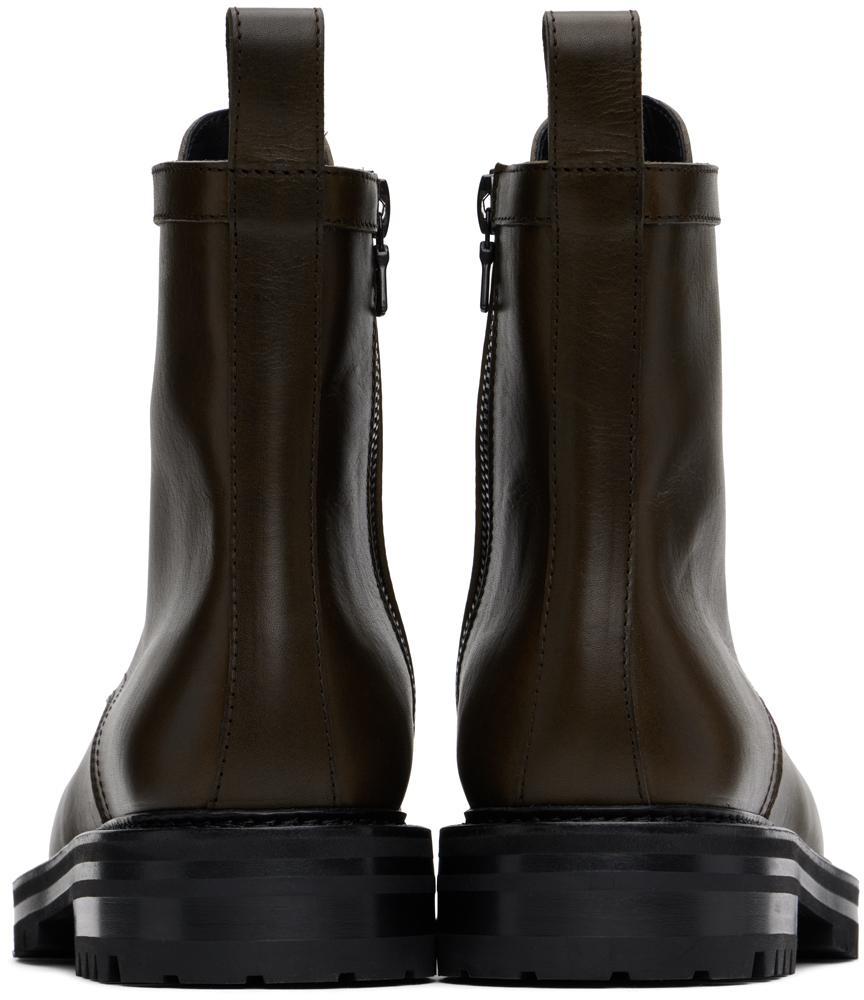 DRIES VAN NOTEN Khaki Lace-up Boots In 633 Dark Khaki Product Image