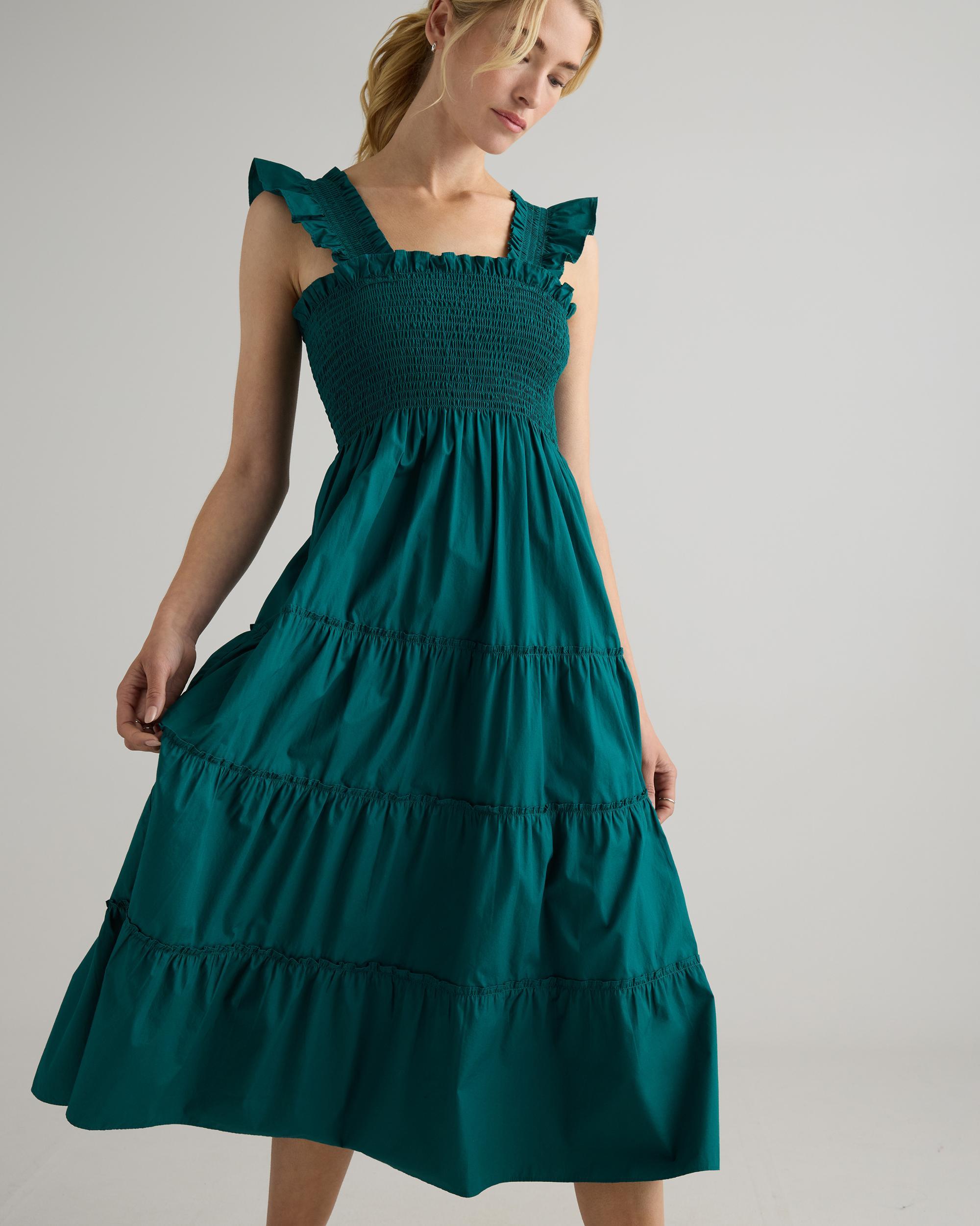 Quince | Women's Smocked Midi Dress Organic Cotton Product Image