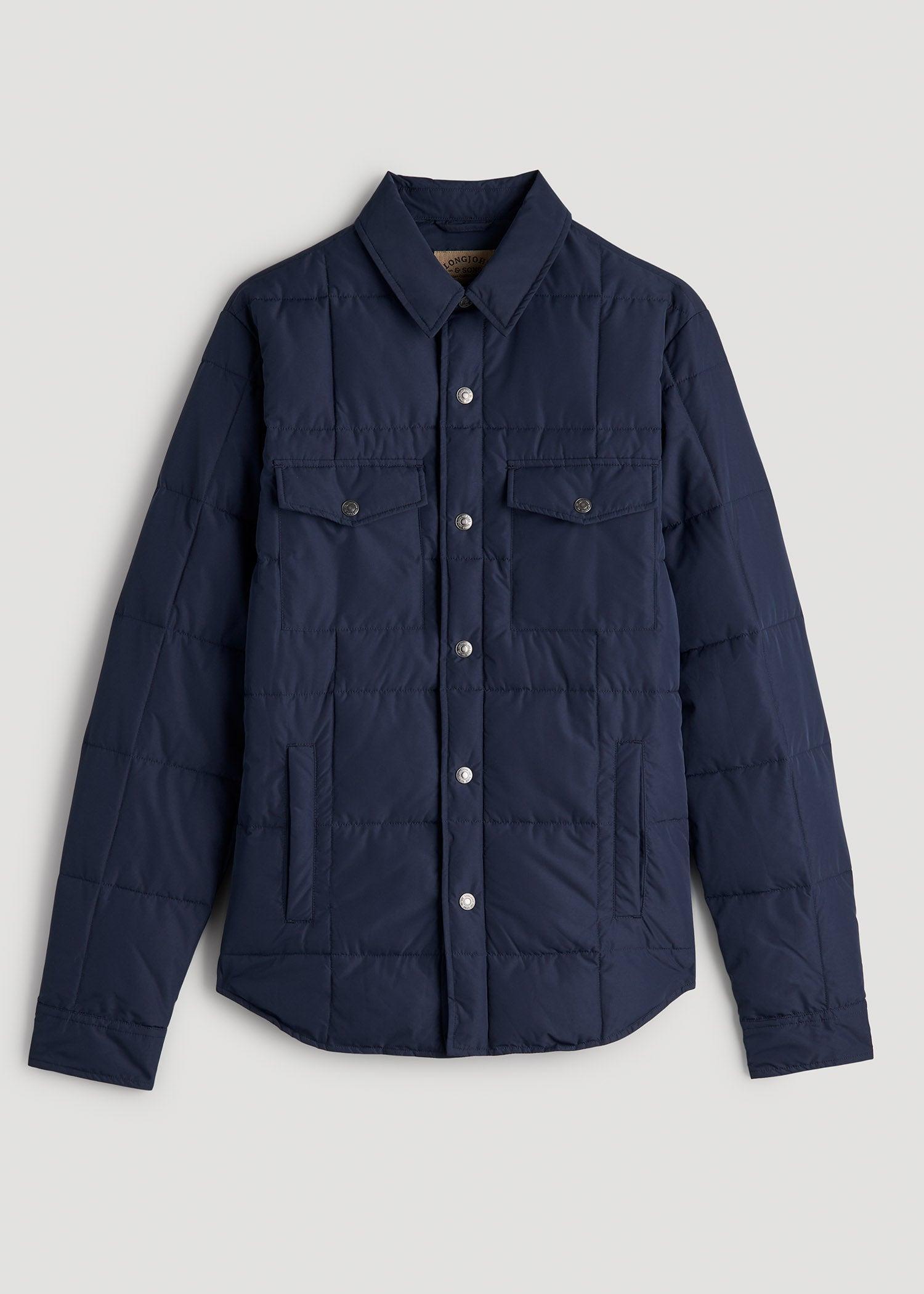 LJ&S Puffer Shirt Jacket for Tall Men in Marine Blue Product Image