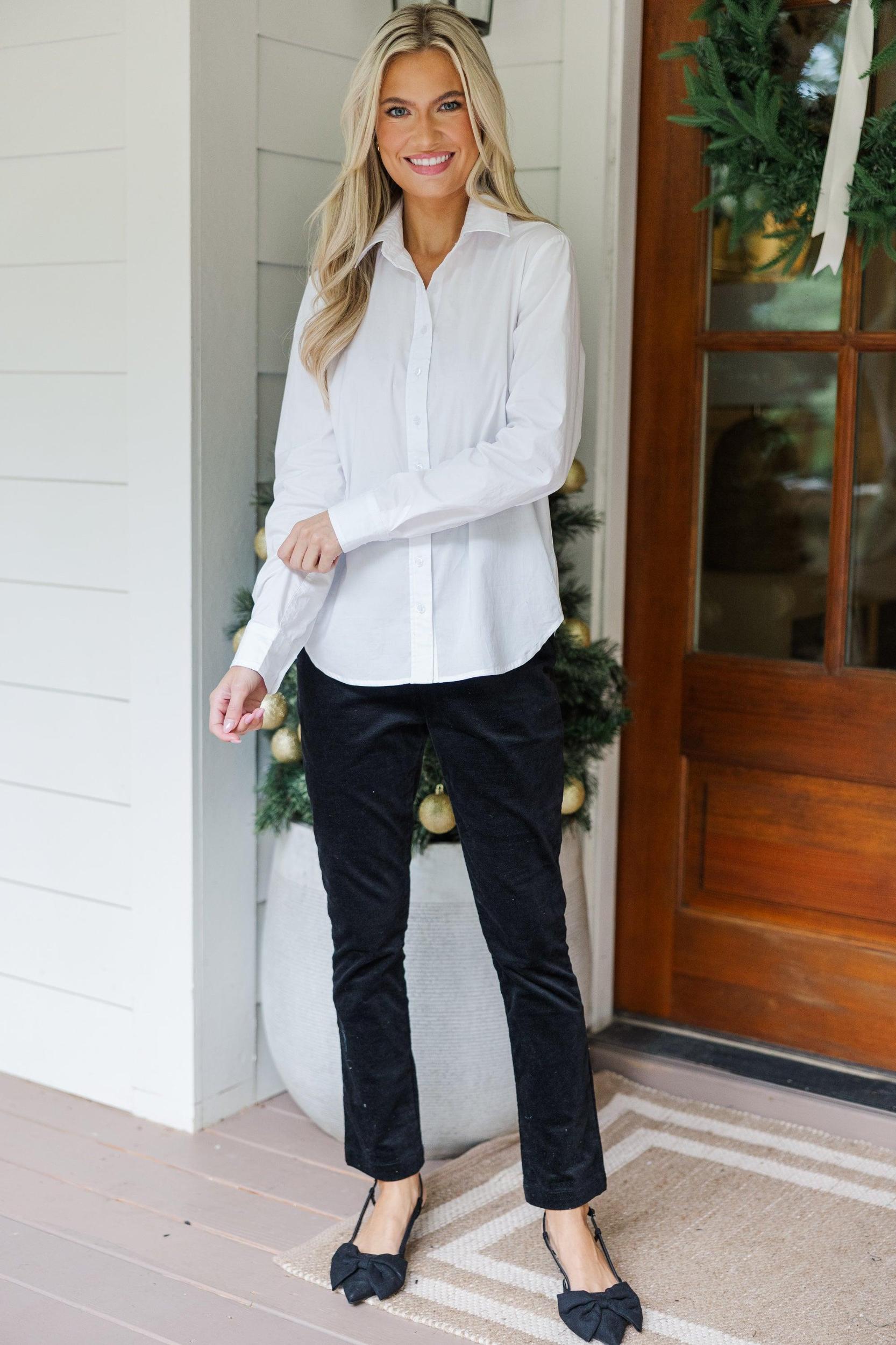 Just For You White Button Down Blouse Female Product Image
