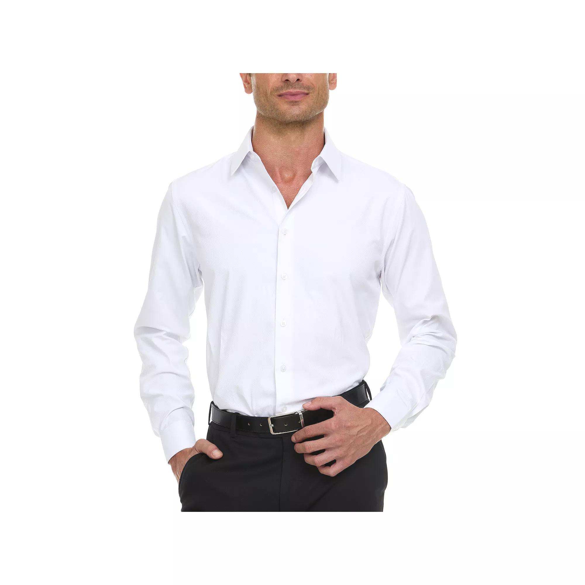Men's Ben Sherman Slim-Fit Dress Shirt, Size: Large-34/35, White Teardrop Dobby Product Image