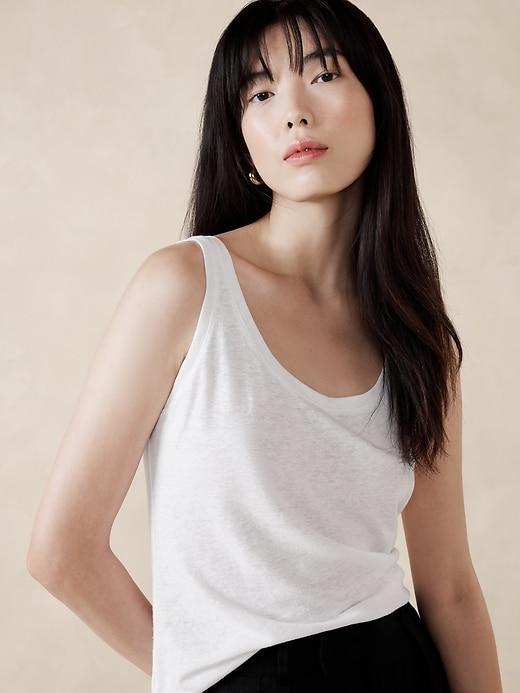 Linen-Blend Scoop-Neck Tank Product Image