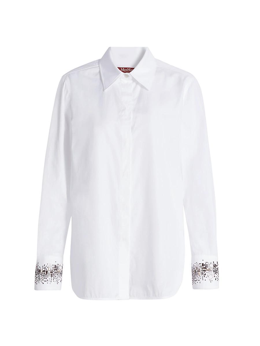 Womens Queva Embellished Cotton Long-Sleeve Shirt Product Image