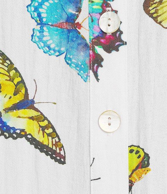 John Mark Butterfly Print Wire Collar 3/4 Sleeve Button Front Tunic Product Image