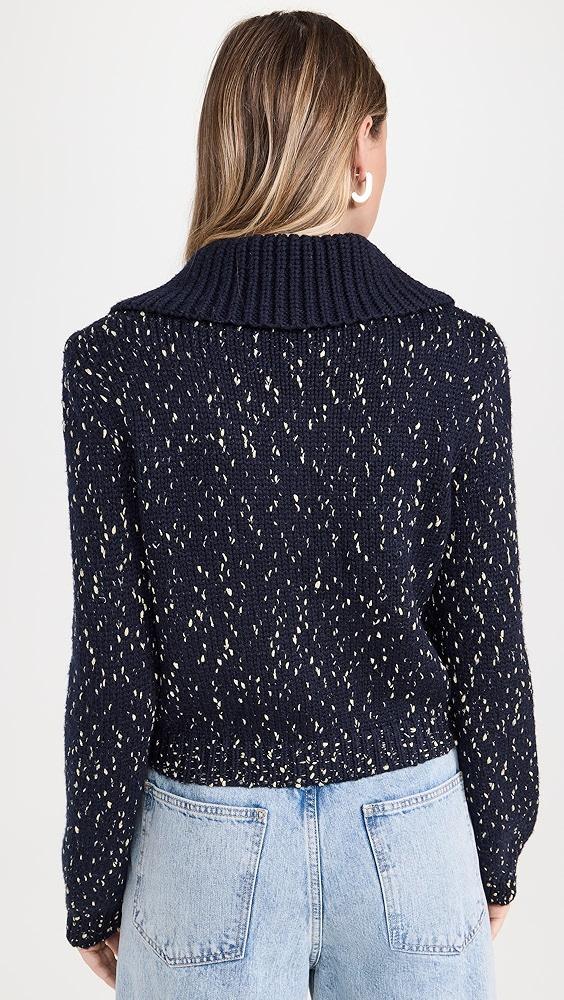 Self Portrait Navy Metallic Merino Cardigan | Shopbop Product Image