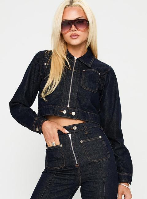 Stallion Cropped Jacket Indigo Product Image