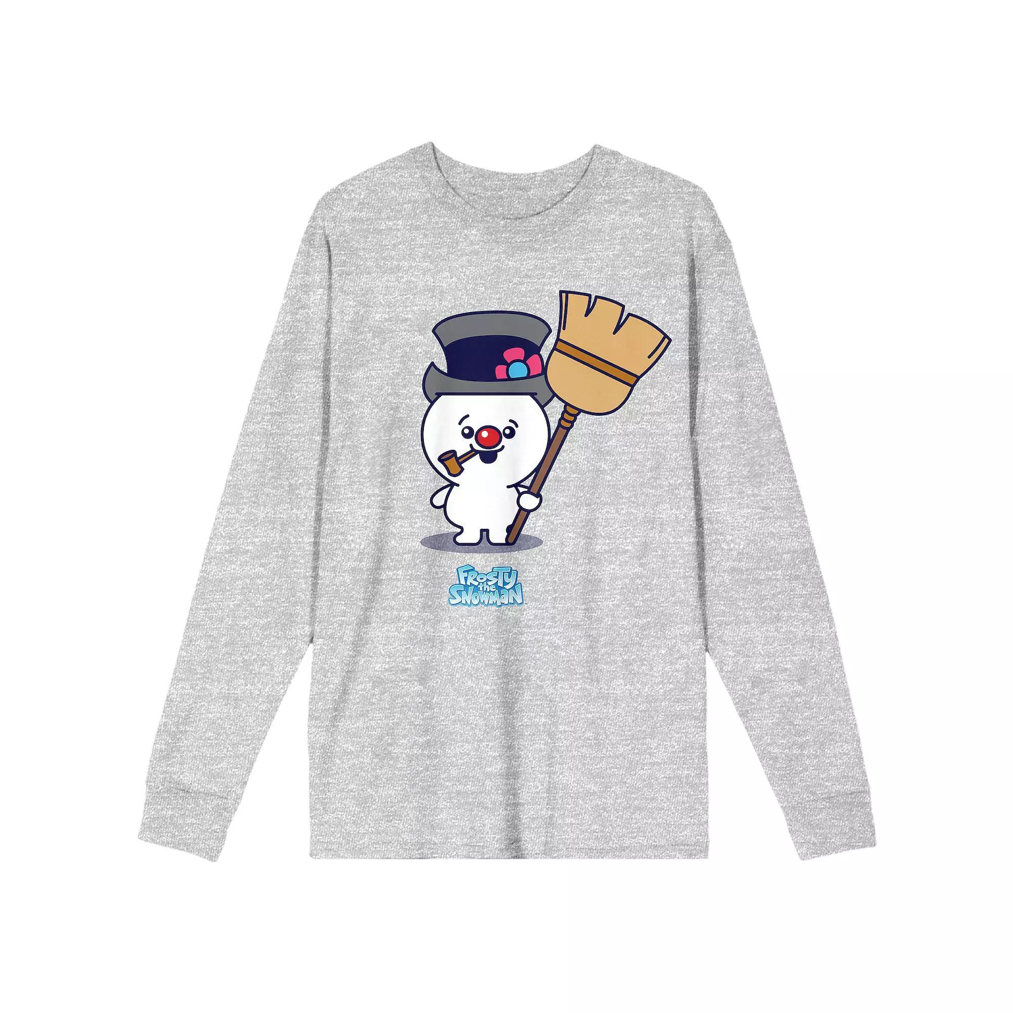 Men's Frosty The Snowman Chibi Long Sleeve Tee, Size: XL, Grey Product Image