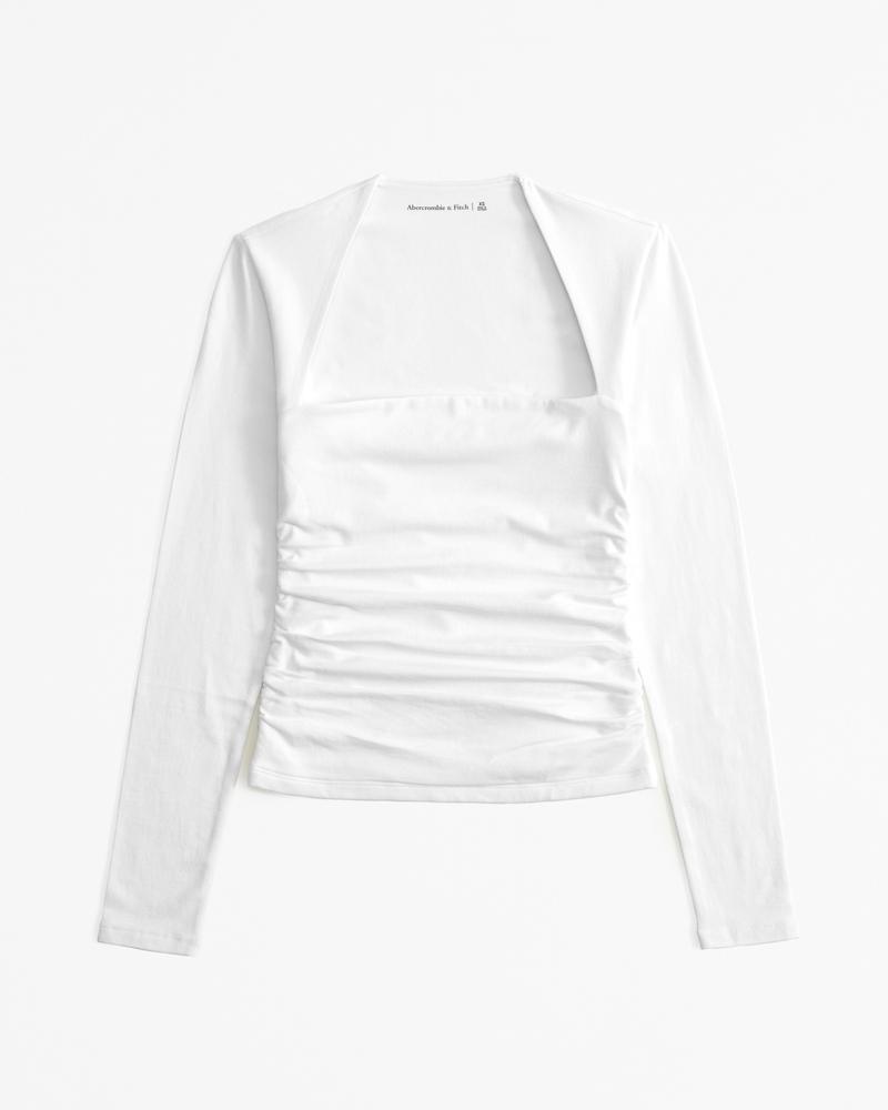 The A&F Ava Long-Sleeve Mesh Top Product Image