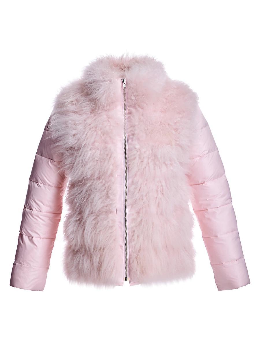 Womens Feather Down Fur Trim Jacket Product Image