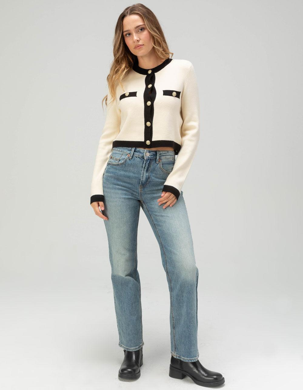 VERO MODA Saba Womens Cardigan - CREAM/BLACK Product Image