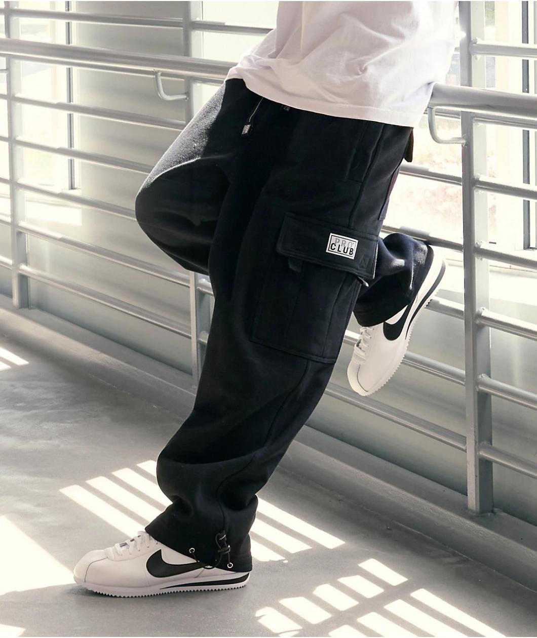 Pro Club Heavyweight Black Cargo Sweatpants Product Image