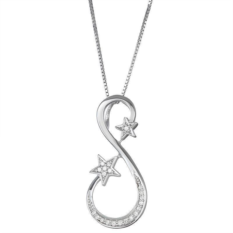 Sterling Silver 1/10 Carat T.W. Diamond Star Pendant, Women's, Size: 18", Silver Tone Product Image