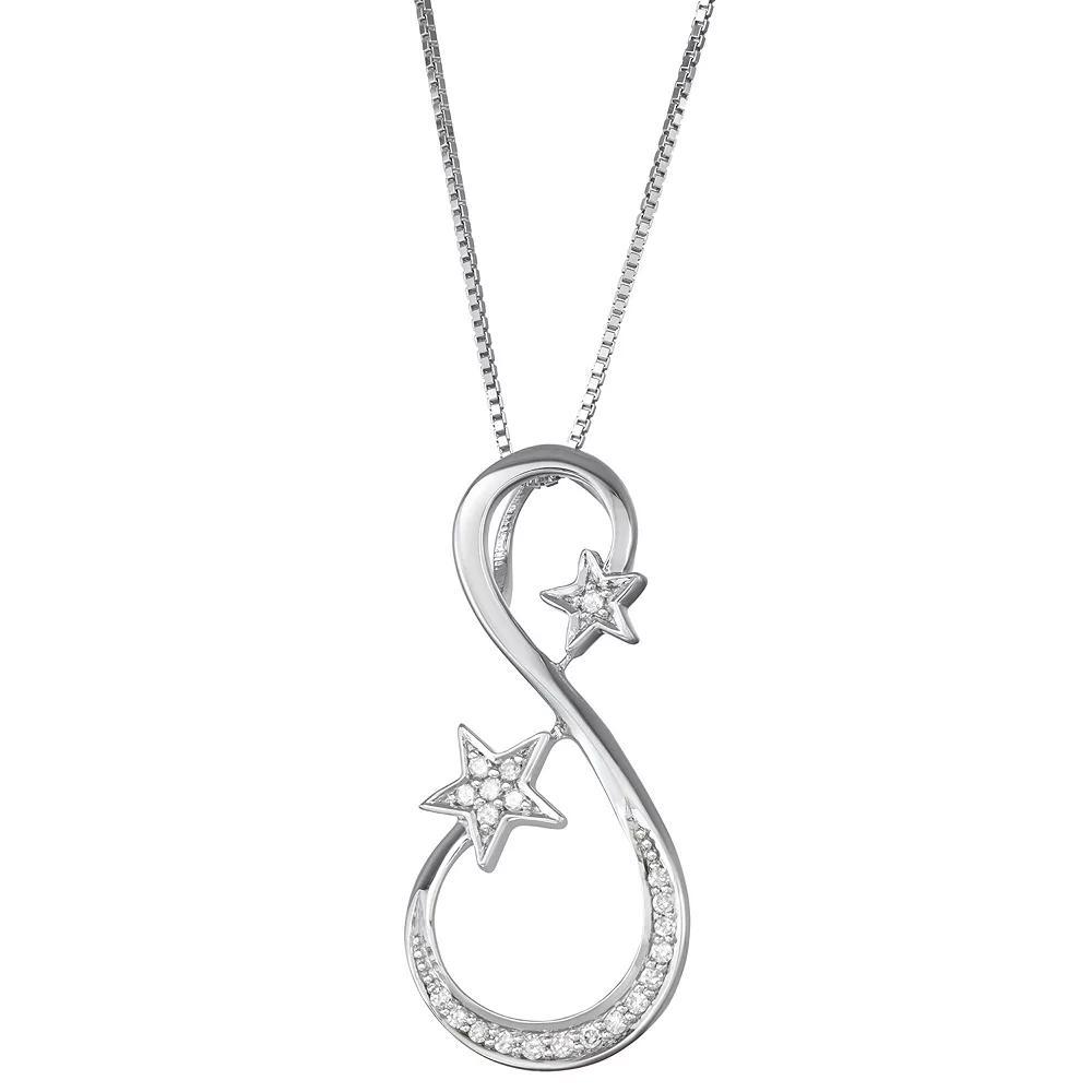 Sterling Silver 1/10 Carat T.W. Diamond Star Pendant, Women's, Size: 18", Silver Tone Product Image