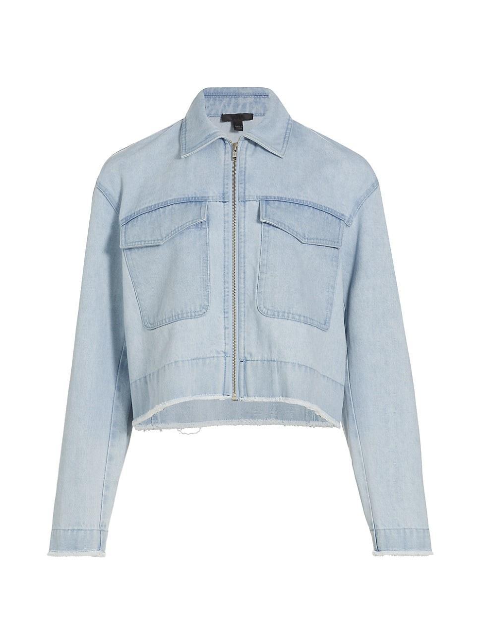 Washed Denim Cropped Jacket Product Image