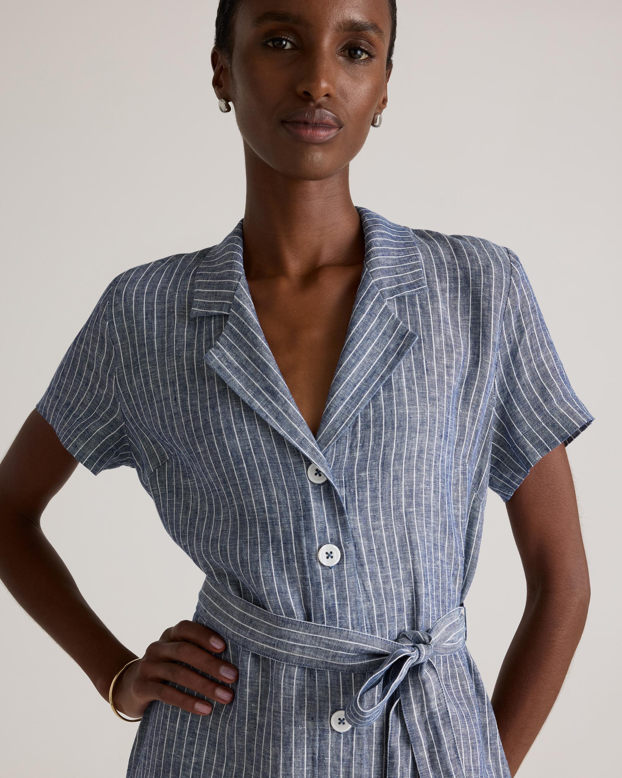 100% European Linen Button Front Dress Product Image