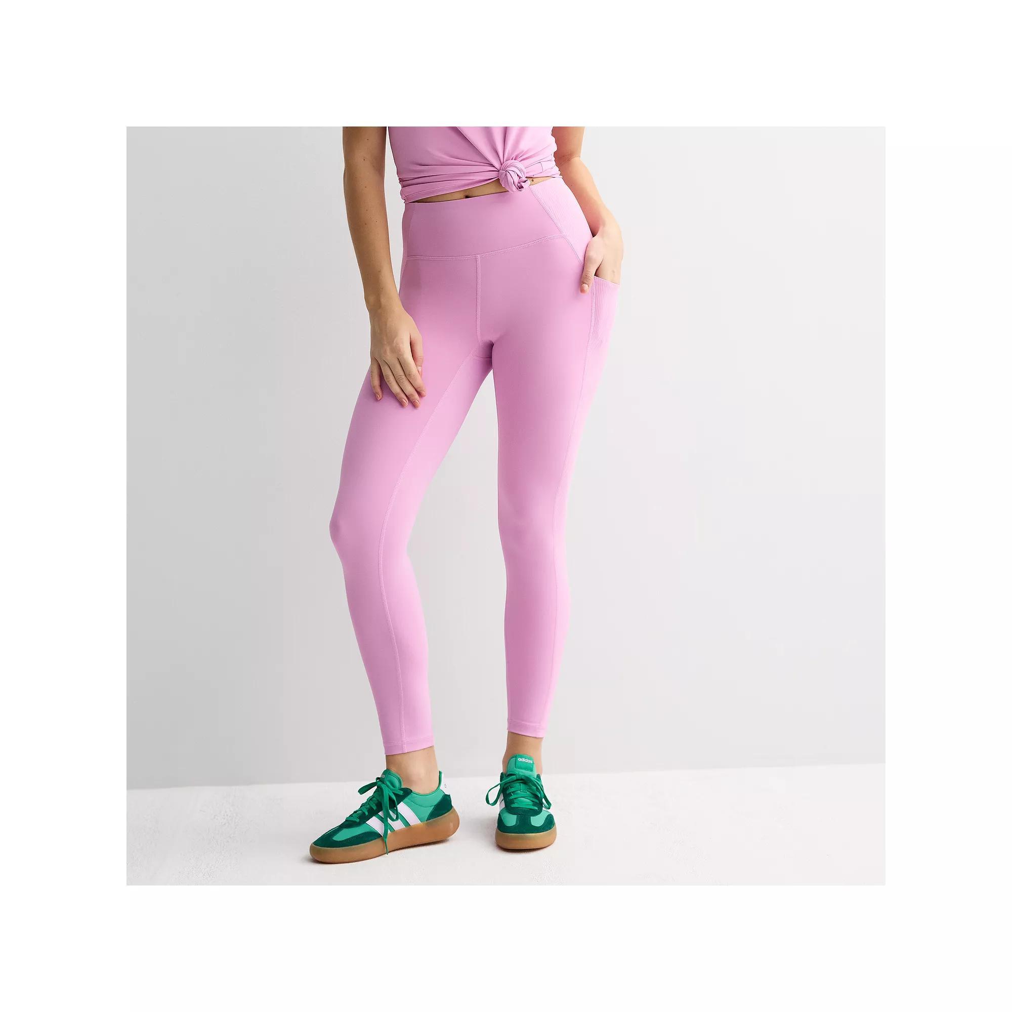 Women's Tek Gear® Ultrastretch Rib Pieced 7/8 Leggings in Regular & Plus Size, Size: 1XL, Purple Macaroon Product Image