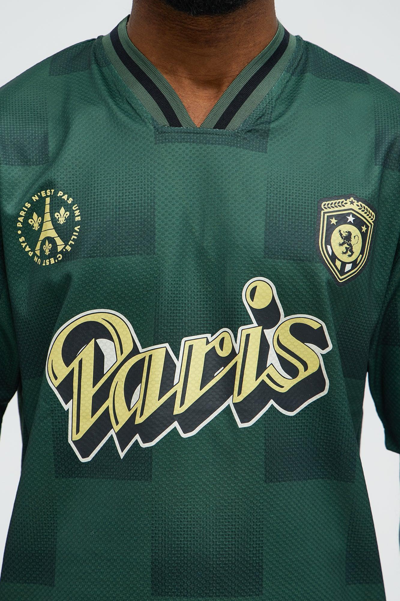 Checkered Paris Short Sleeve Soccer Jersey - Green/combo Male Product Image