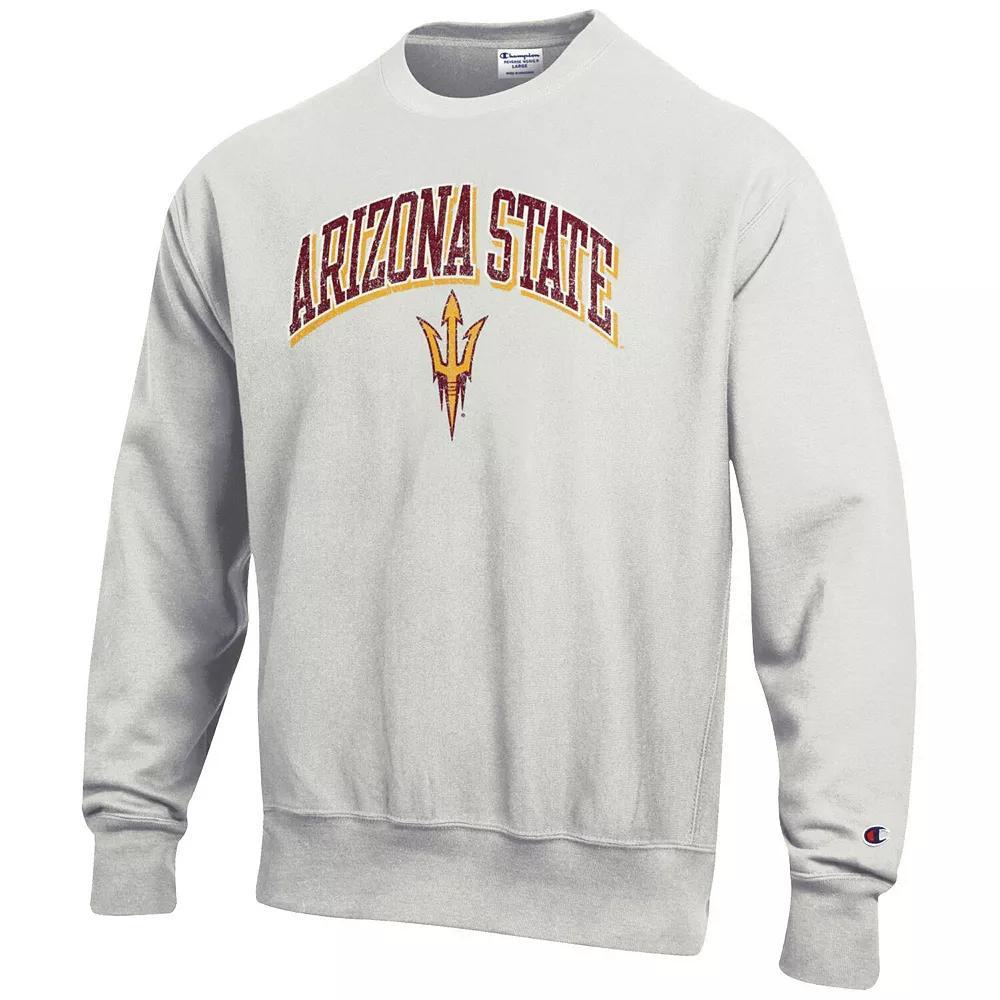 Men's Champion Gray Arizona State Sun Devils Arch Over Logo Reverse Weave Pullover Sweatshirt, Size: Small, Grey Product Image