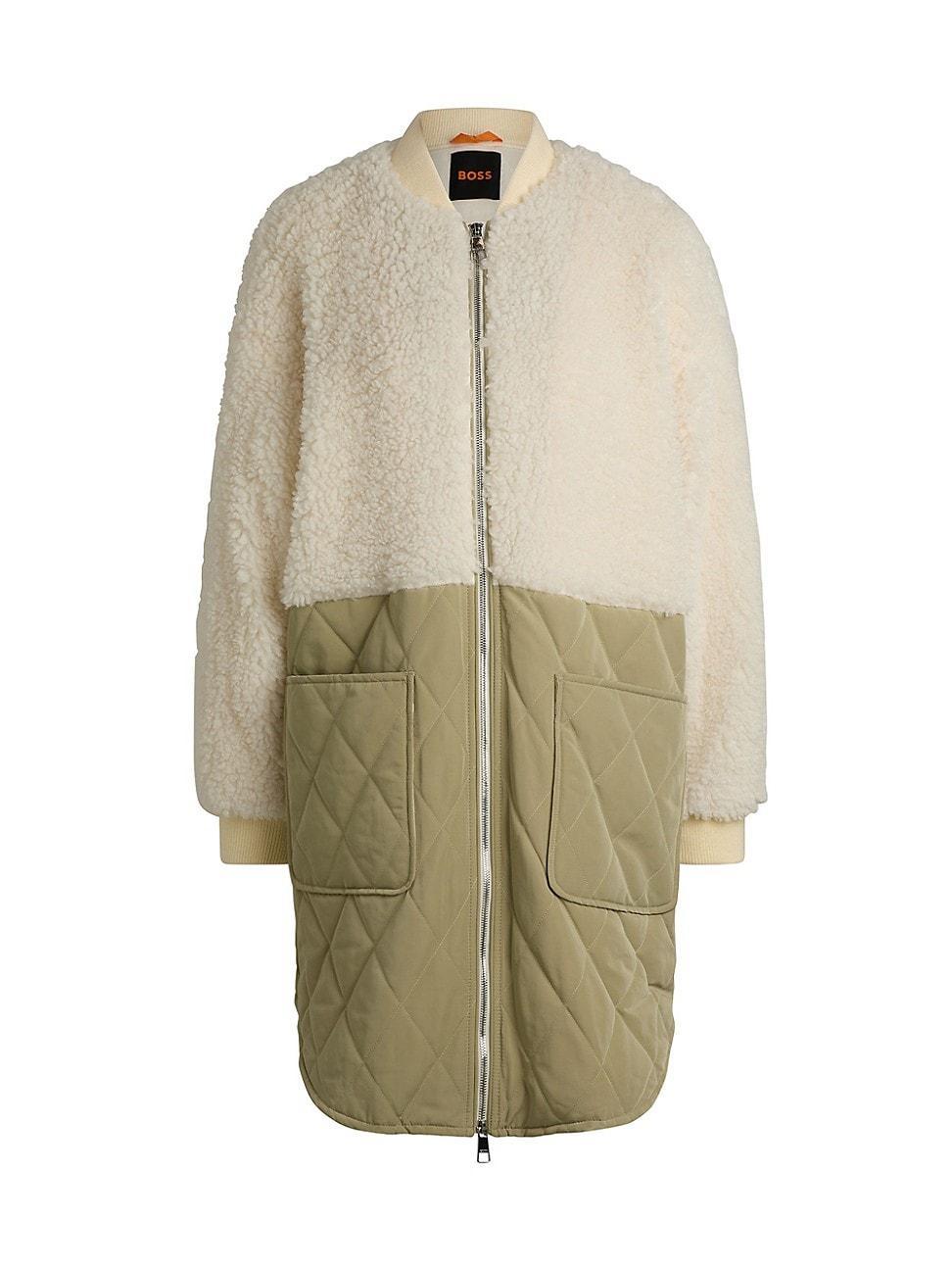 Womens Teddy-Paneled Quilted Jacket Product Image