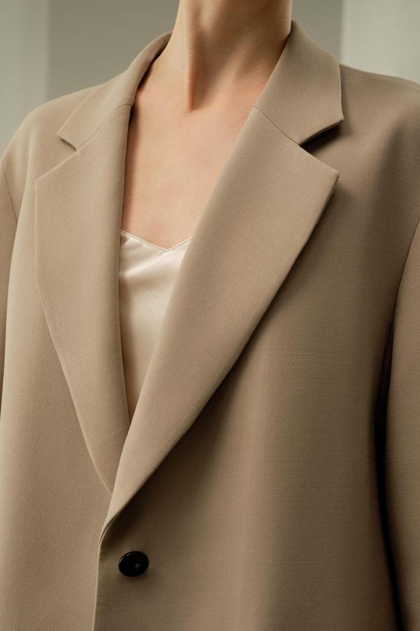Single-Button Silk-Wool Blend Blazer Product Image