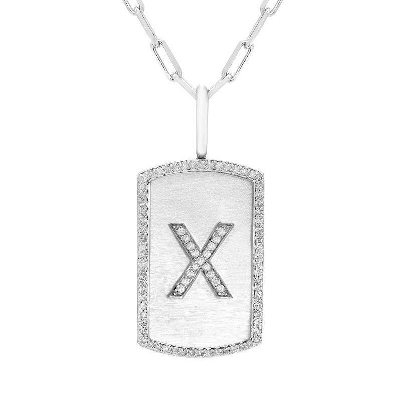 It's Personal Initial Sterling Silver & 1/4 Carat T.W. Diamond Dog Tag Necklace, Women's, Size: 20", Sterling Z Product Image