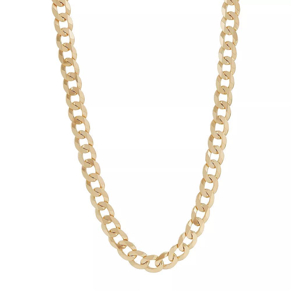Everlasting Silver Gold Over Silver Solid Curb Chain Necklace, Womens Gold Tone Product Image