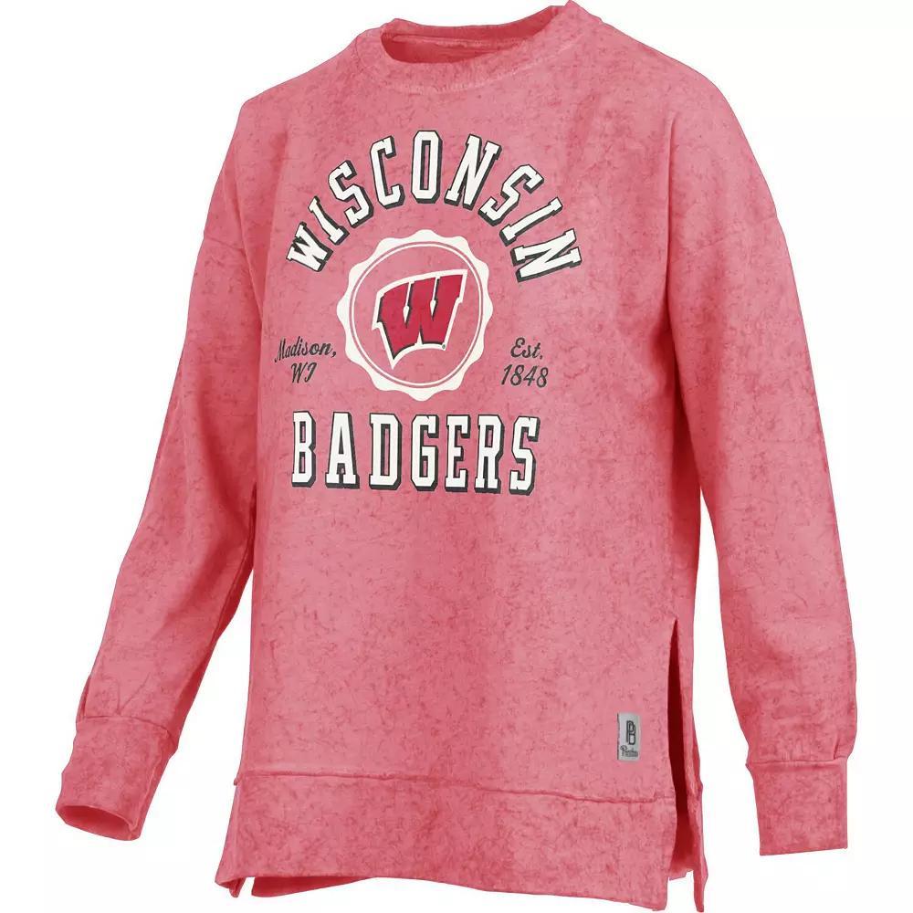 Womens Pressbox Wisconsin Badgers Sun Washed Bishop Pullover Sweatshirt Product Image