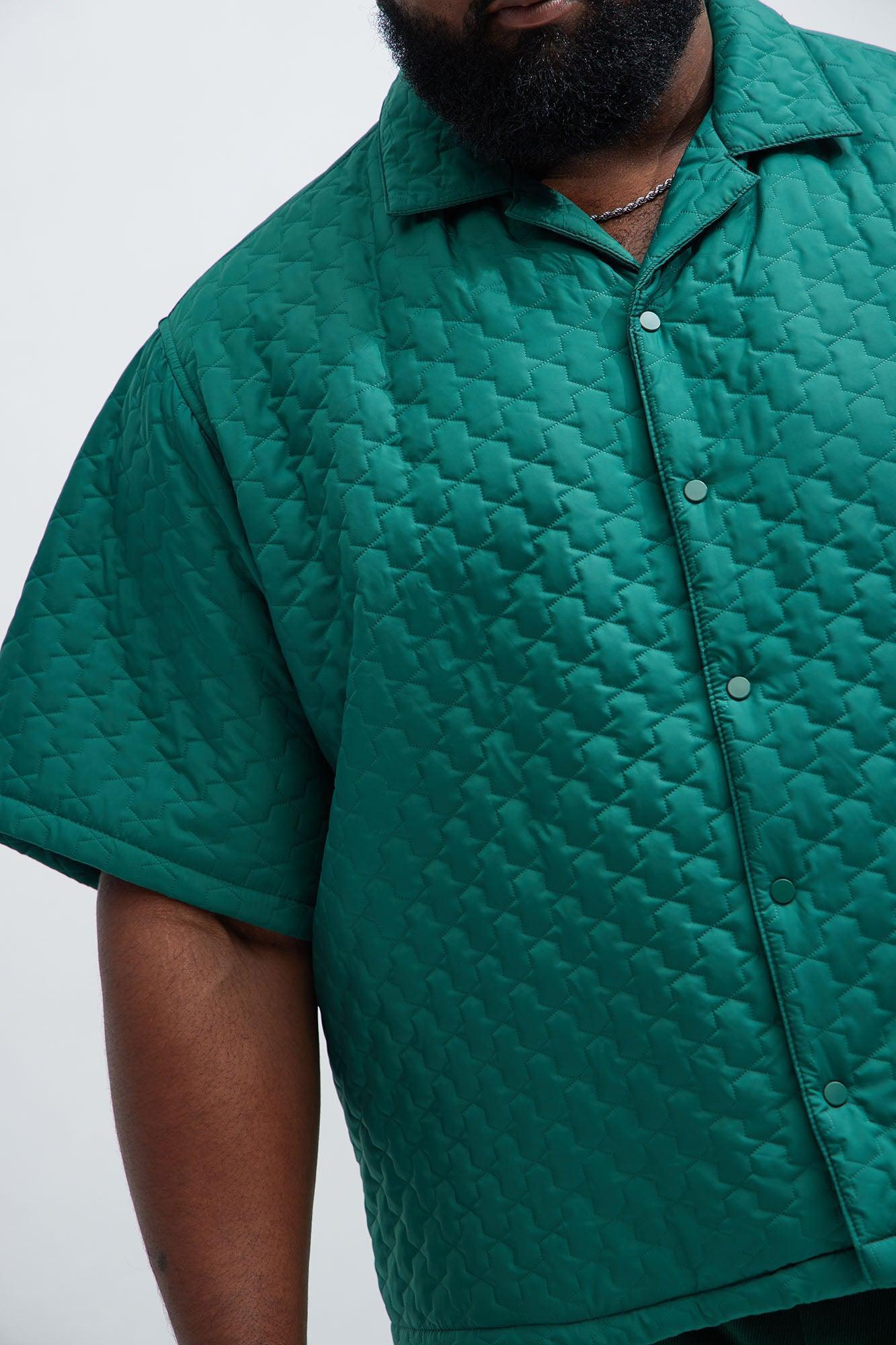 Hudson Quilted Nylon Shirt - Green Product Image