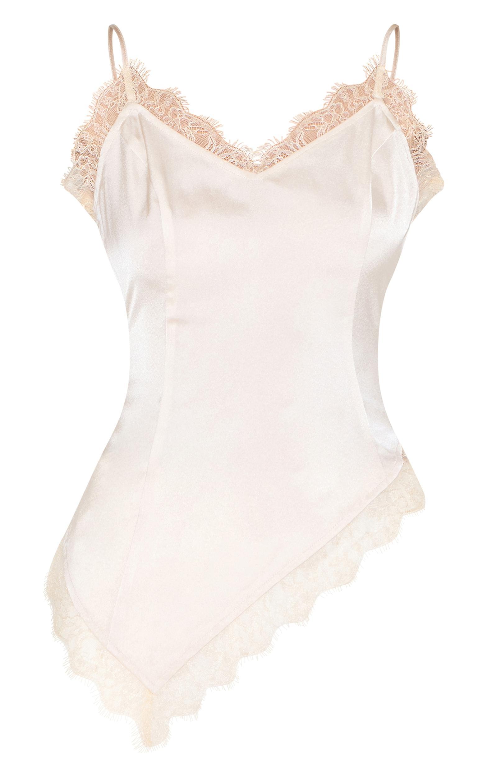 Nude Satin Strappy Lace Detail Cami Product Image
