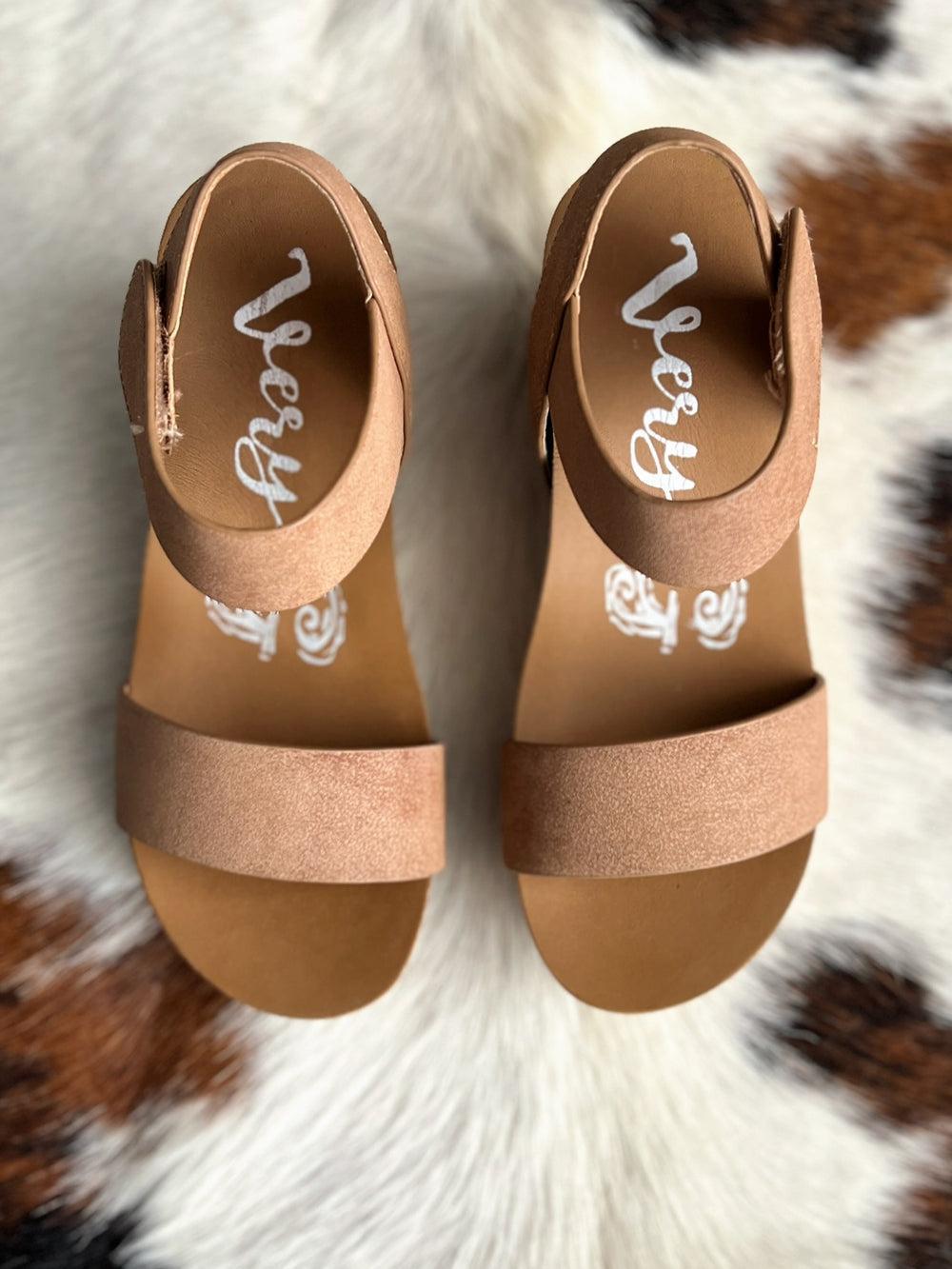 Very G Rich Light Tan Flower Wedge Product Image