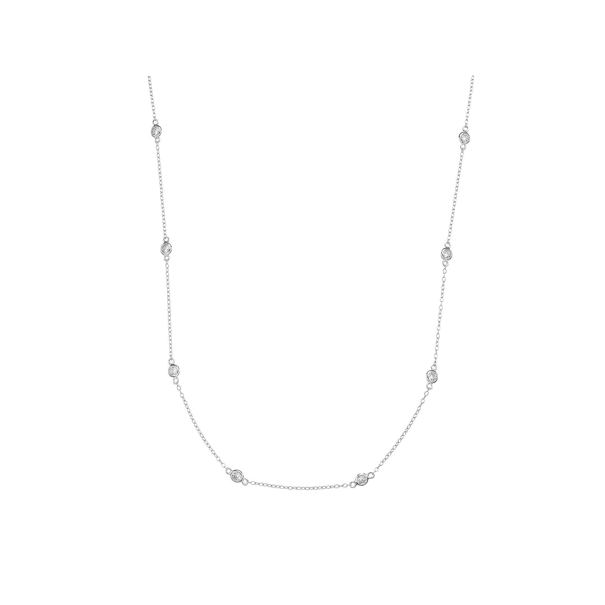Sterling Silver Cubic Zirconia Station Necklace, Womens Product Image