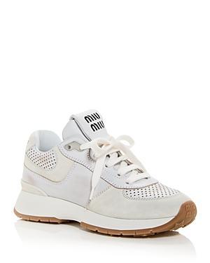 Miu Miu Womens Perforated Low Top Sneakers Product Image