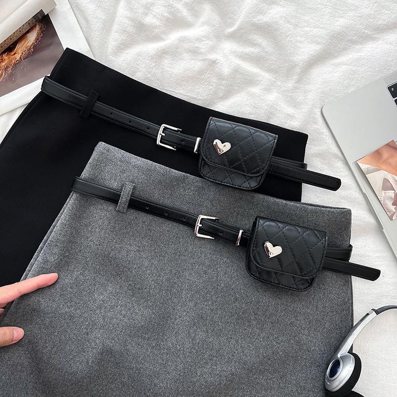 High Waist Belted Mini A-Line Skirt with Belt Product Image