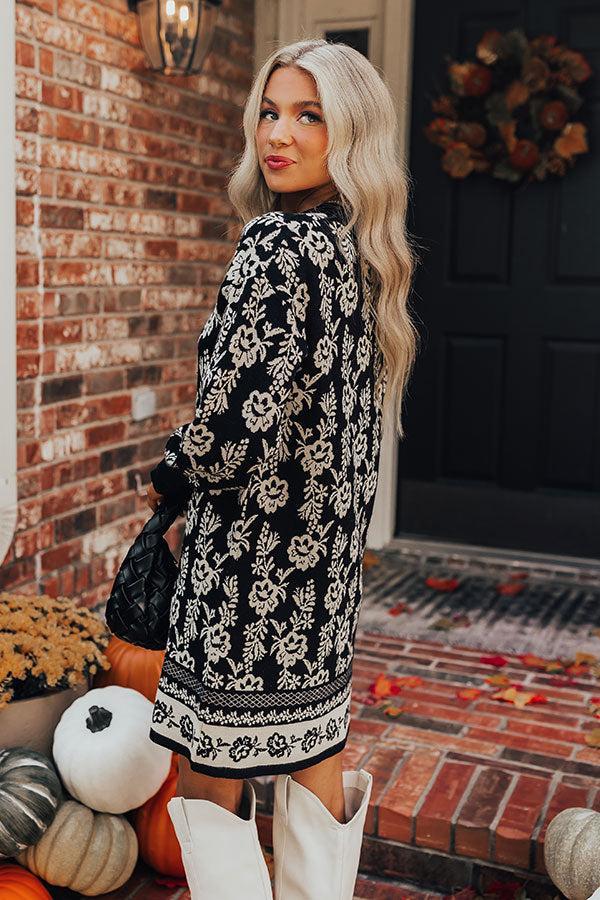 Sweetest Smile Floral Sweater Dress in Black Product Image