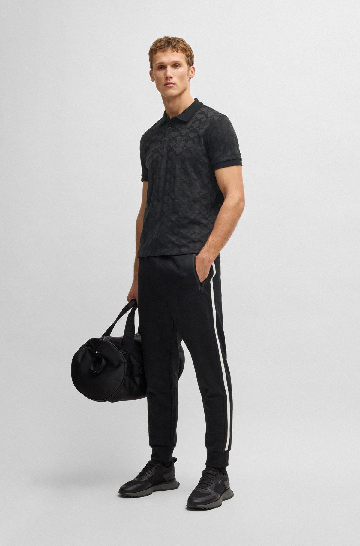 Cotton polo shirt with circle jacquard Product Image