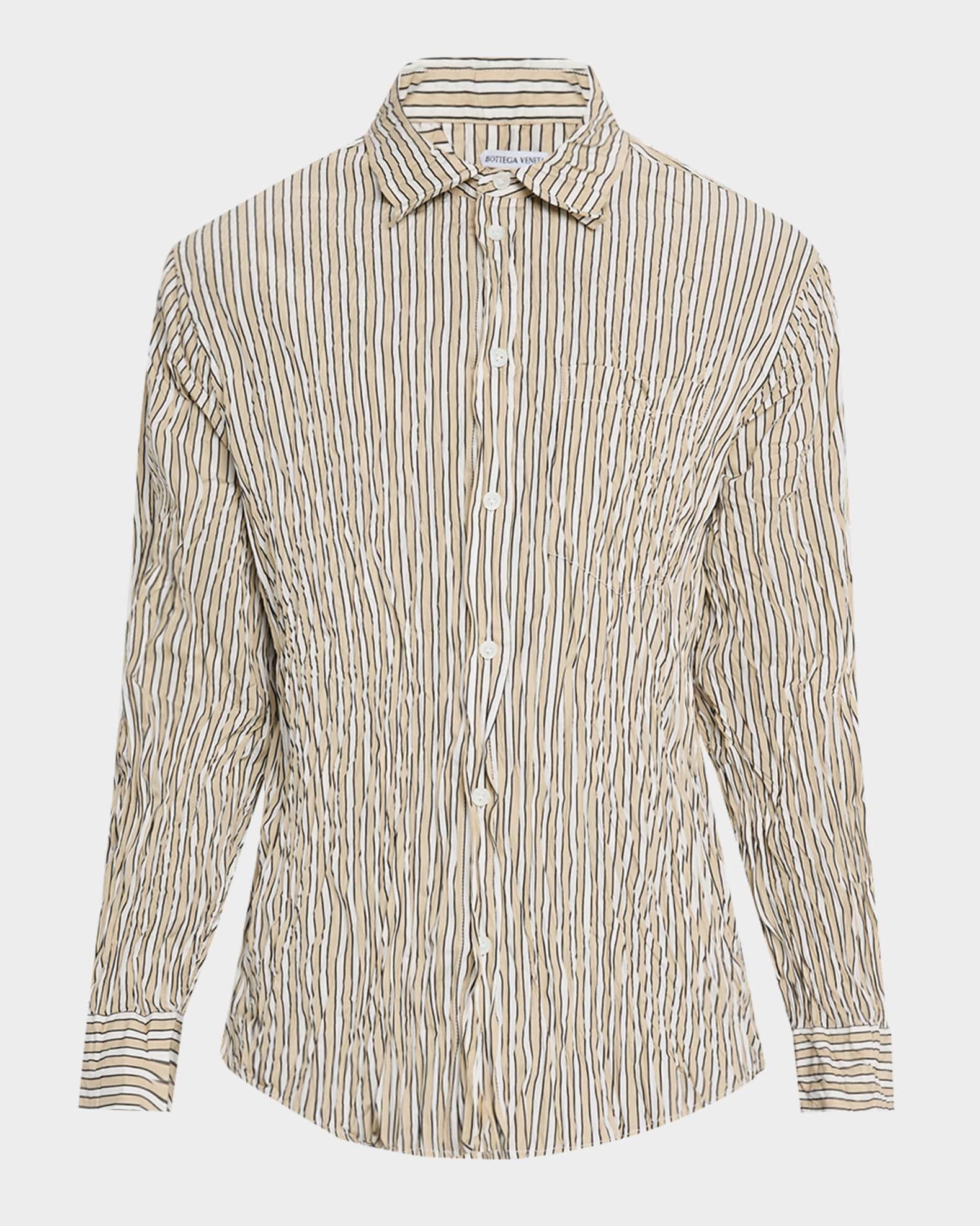 Mens Tricolor Stripe Crinkled Sport Shirt Product Image