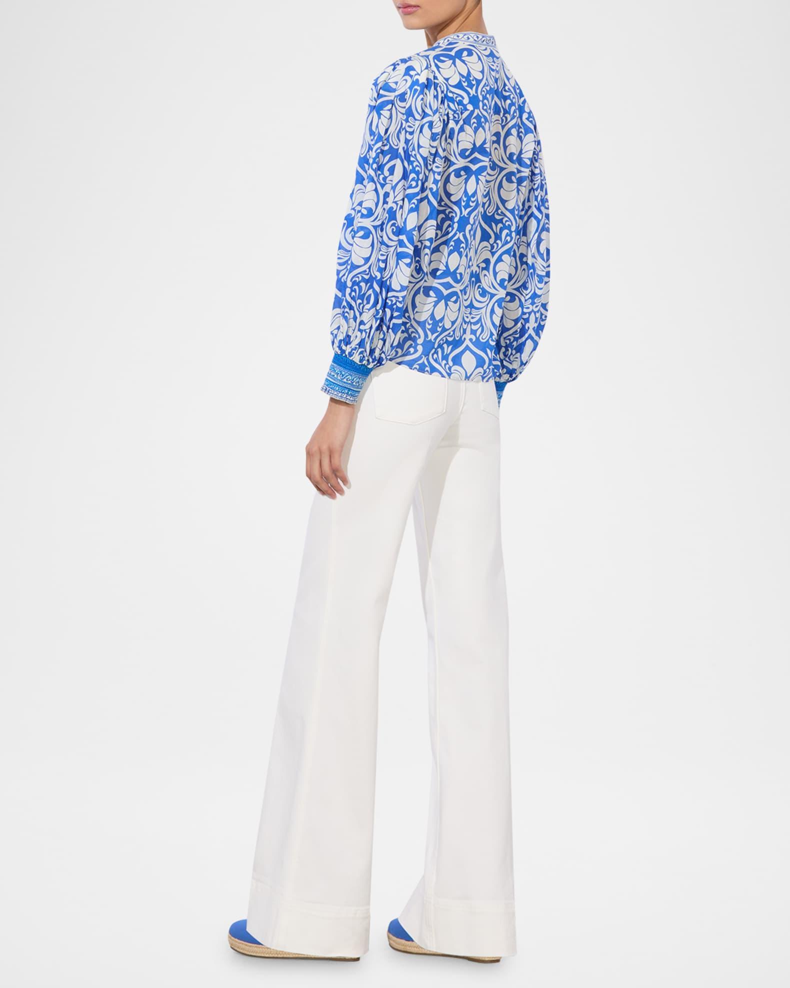 April Pleated Blouson-Sleeve Top Product Image