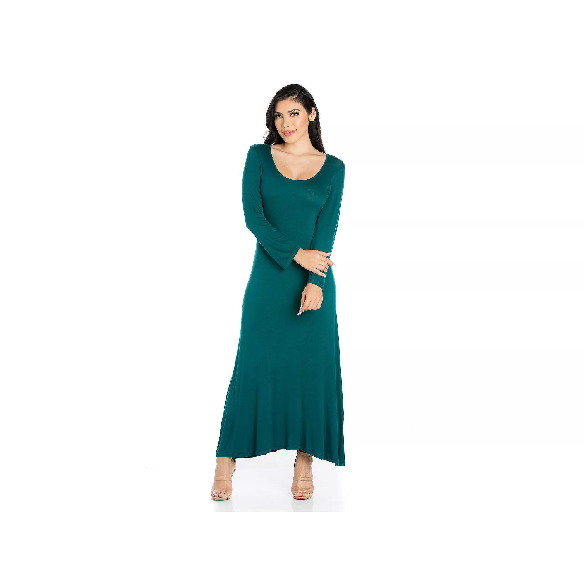 Women's 24seven Comfort Apparel Scoopneck Long Sleeve Maxi Dress, Size: XXL, Orange Product Image