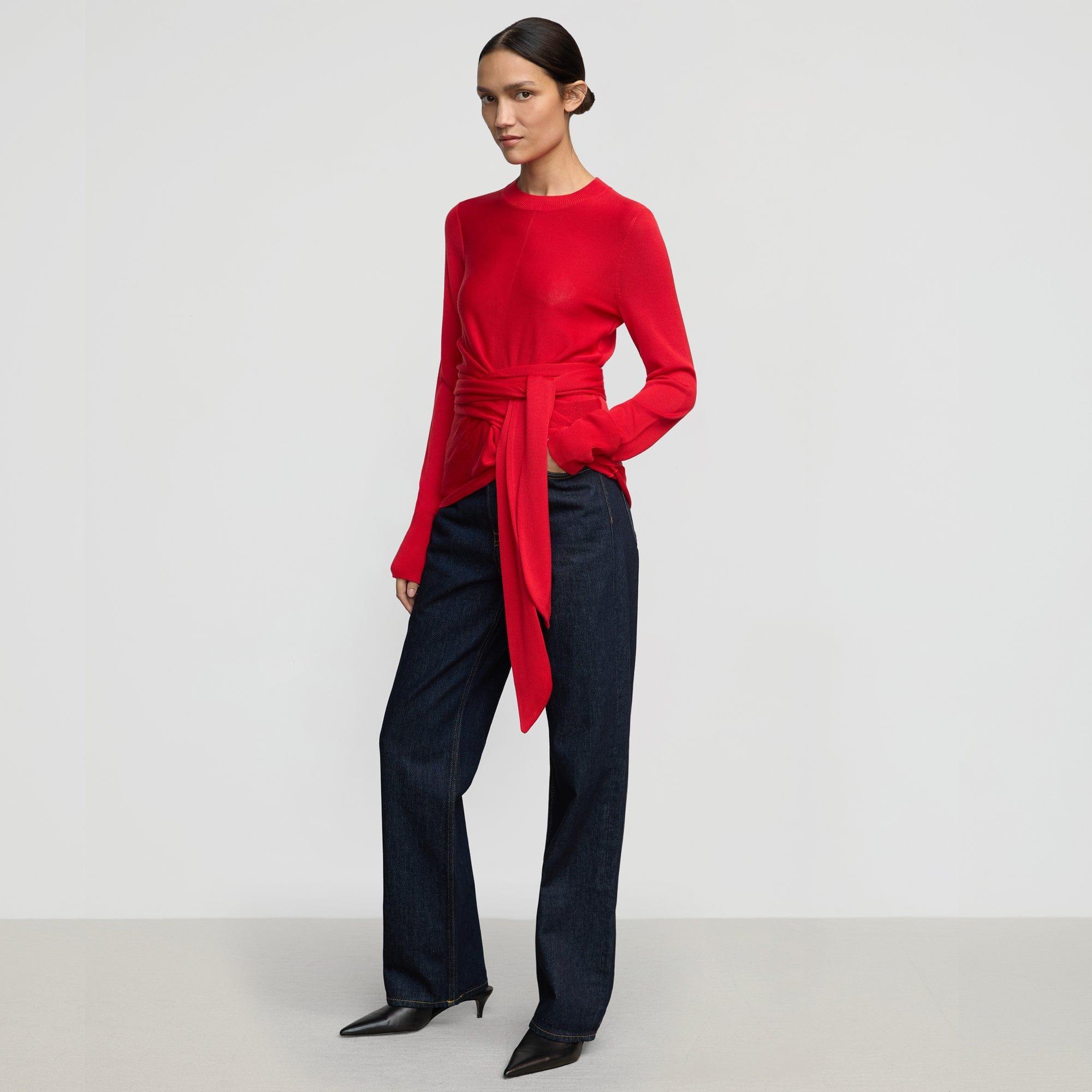 Robin Tie-Front Tencel-Wool Sweater Product Image