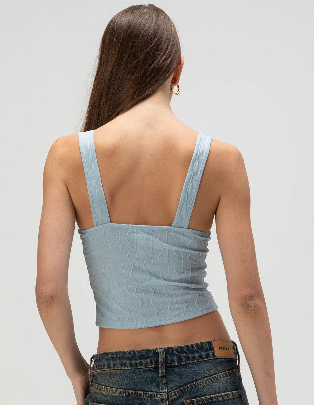 FULL TILT Hook And Eye Texture Womens Tank Top - LIGHT BLUE Product Image