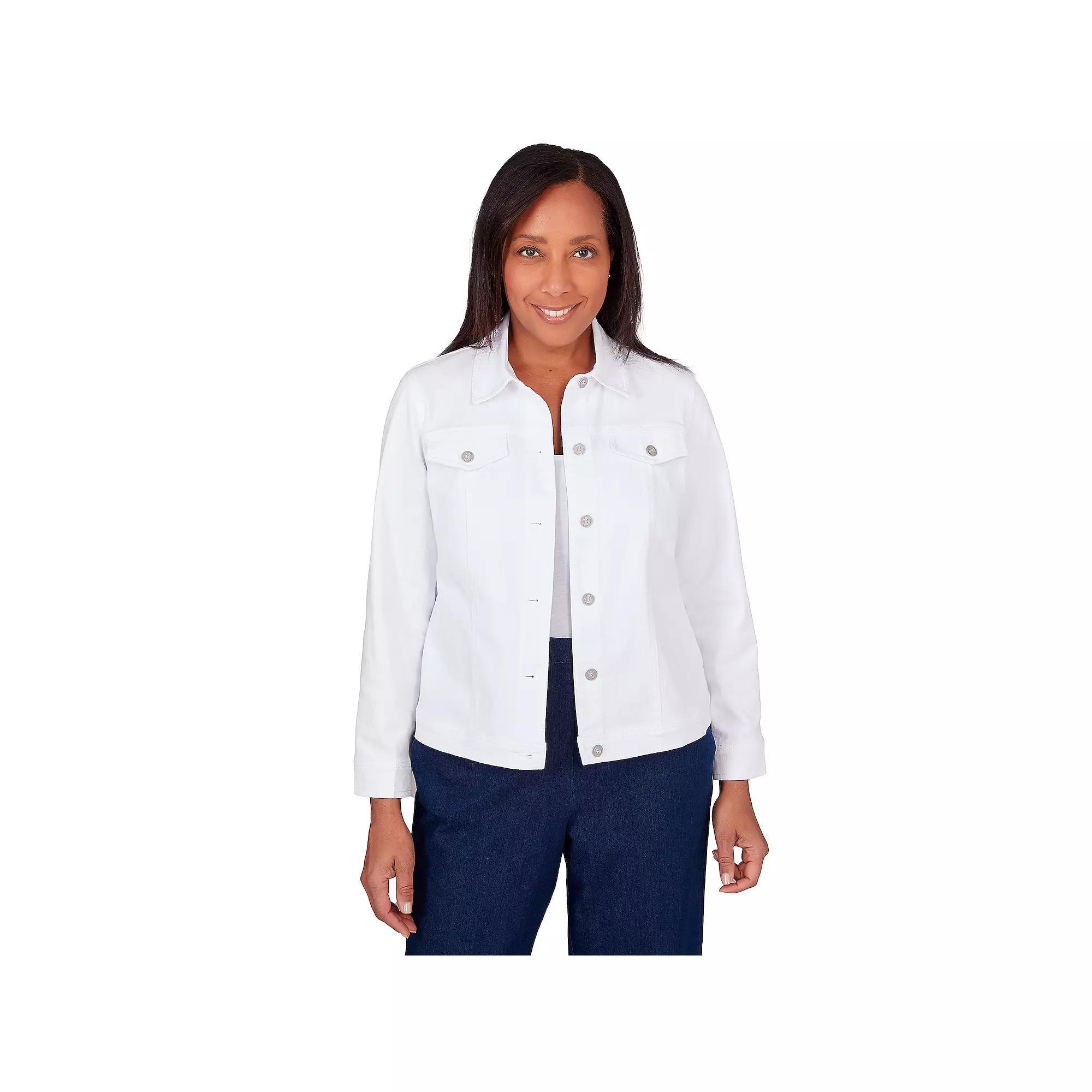 Women's Alfred Dunner Classic Fit Jean Jacket, Size: Small, White Product Image