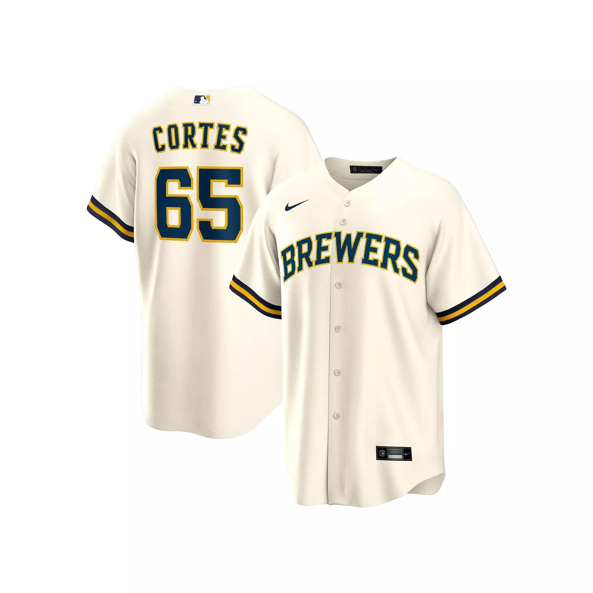 Men's Nike Nestor Cortes Cream Milwaukee Brewers Home Replica Jersey, Size: 2XL, Beige Product Image