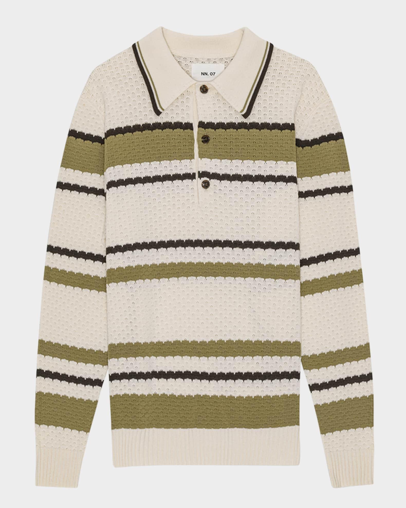 Mens Alfie Striped Knit Polo Shirt Product Image