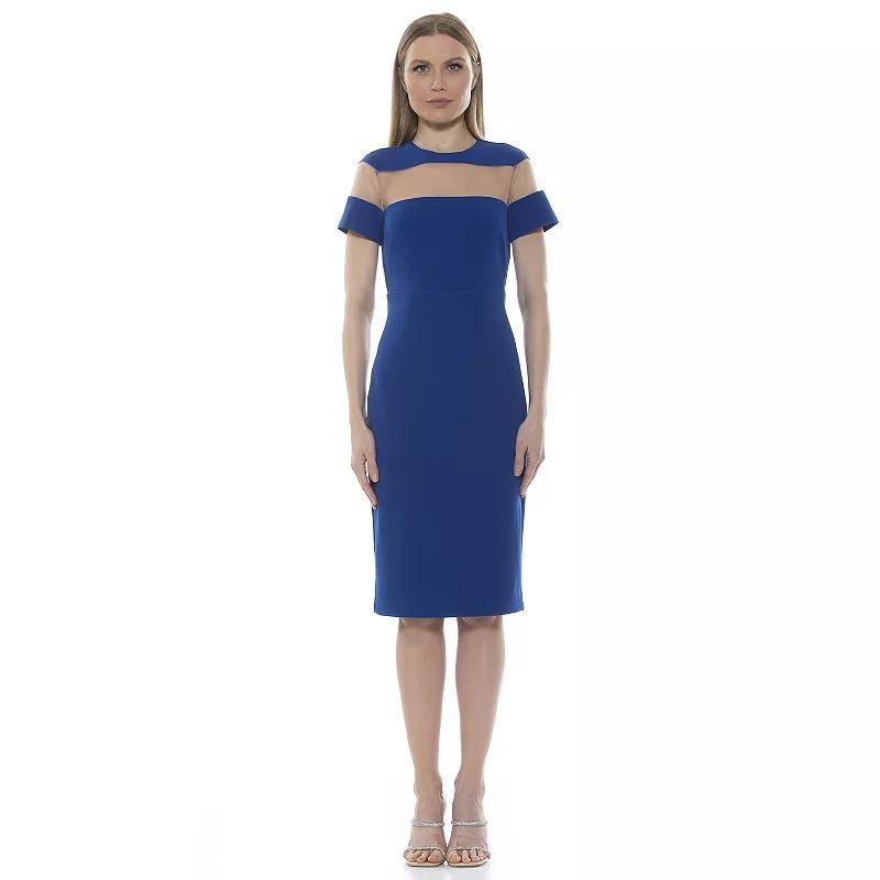 Women's ALEXIA ADMOR Everleigh Illusion Neck Midi Dress, Size: Small, Black Product Image