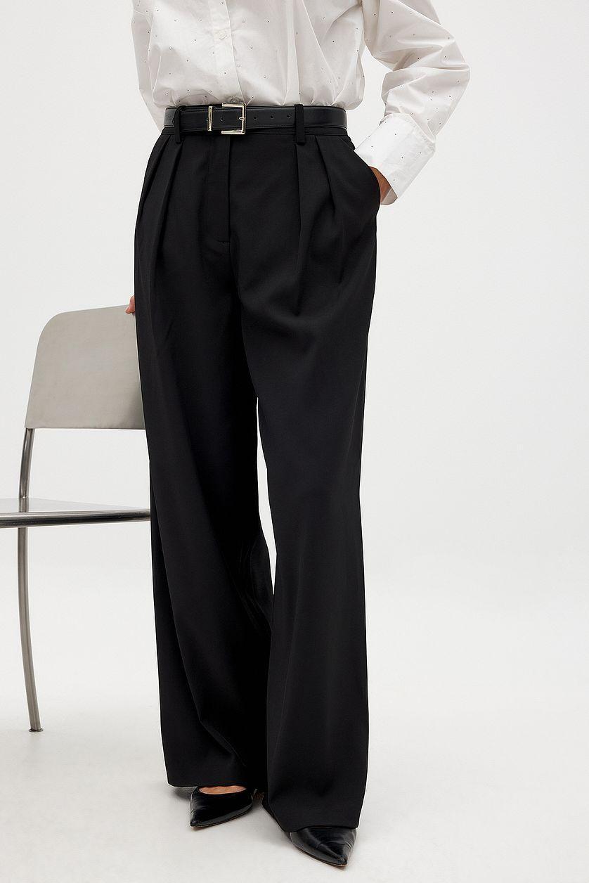 Wide Leg High Waist Suit Pants Product Image