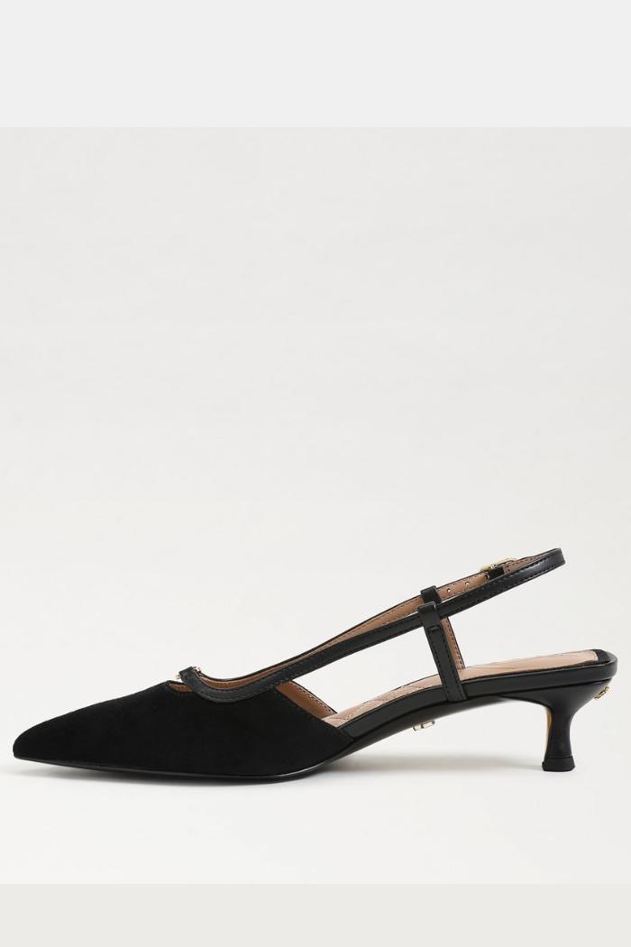 Toni Slingback Kitten Heel-Black Suede Product Image