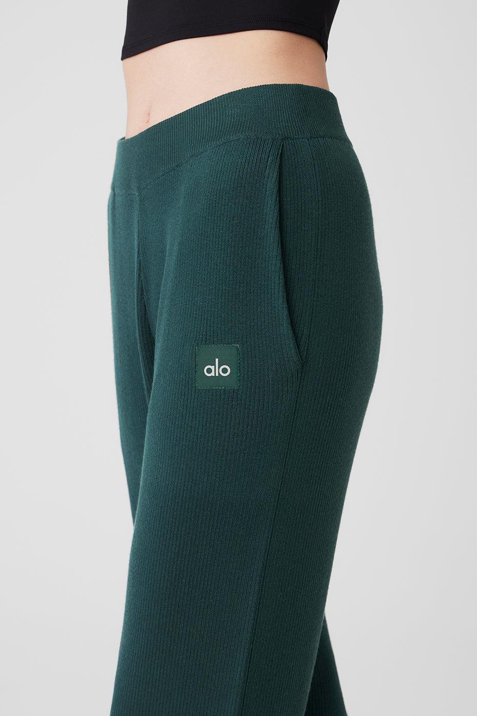 Knit High-Waist Salana Wide Leg Pant - Midnight Green Product Image