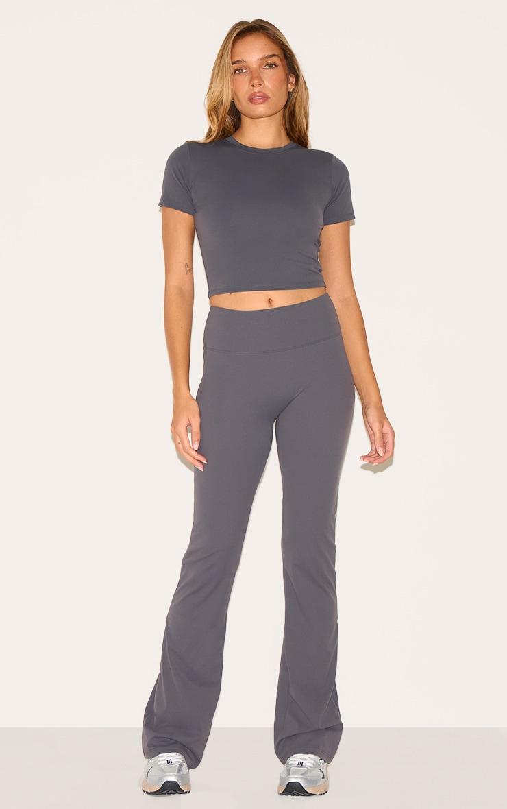 Charcoal Sculpt Short Sleeve Crop Gym Top Product Image