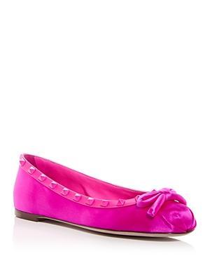 Rockstud Satin Bow Ballerina Flats Product Image