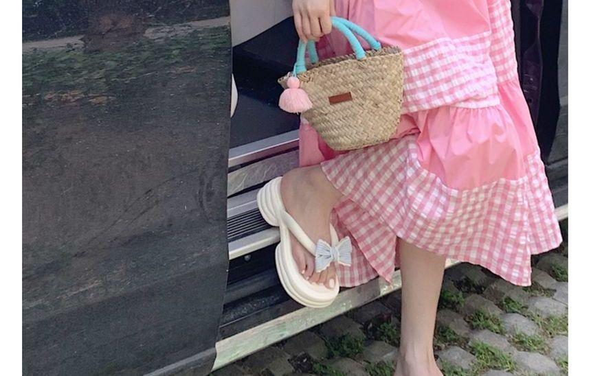 Bow Accent Platform Flip Flops Product Image